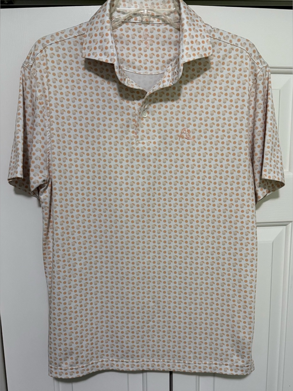 Rhoback Orange Citrus Swim Up Bar Mixed Drink White Polo Shirt Mens Small